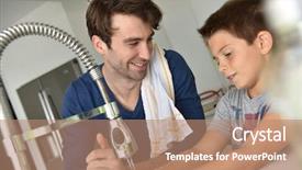  Presentation with father son hands - Cool new theme with father and son washing hands backdrop and a coral colored foreground