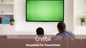  Presentation with father - Beautiful presentation theme featuring father and son watching tv backdrop and a violet colored foreground