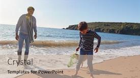  Presentation with fishing net - Audience pleasing theme consisting of father-and-son-with-dog backdrop and a mint green colored foreground