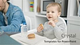  Presentation with child care - Presentation with father-and-son-working background and a soft green colored foreground