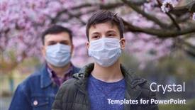  Presentation with allergies - Amazing slide deck having father-and-son backdrop and a ocean colored foreground