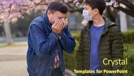  Presentation with allergies - Colorful PPT theme enhanced with father-and-son backdrop and a tawny brown colored foreground