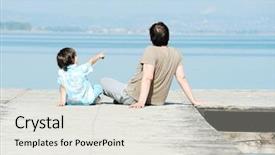  Presentation with dock - Colorful PPT theme enhanced with father and son on a sea dock backdrop and a white colored foreground