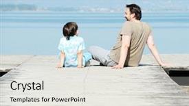  Presentation with dock - Cool new PPT layouts with father and son on a sea dock backdrop and a white colored foreground