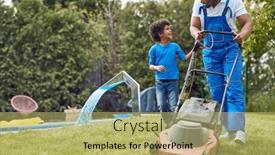  Presentation with work - Slides consisting of father-and-son background and a  colored foreground