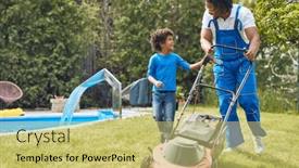  Presentation with work - Slides featuring father-and-son background and a yellow colored foreground