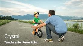  Presentation with bicycle - Presentation theme consisting of father and son background and a gray colored foreground