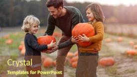  Presentation with father - Amazing PPT layouts having father and sons in pumpkin patch field backdrop and a tawny brown colored foreground