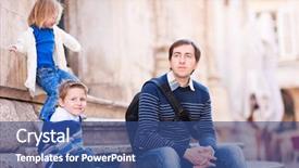  Presentation with kids - Cool new slides with father-and-two-kids-relaxing backdrop and a ocean colored foreground