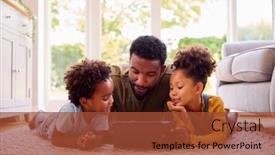  Presentation with using digital tablet - Presentation consisting of father-at-home-lying background and a red colored foreground