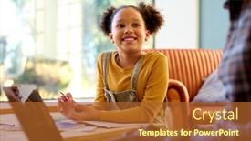  Presentation with lounge - Presentation design featuring father-at-home-with-laptop background and a red colored foreground