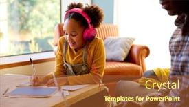  Presentation with lounge - Presentation having father-at-home-with-laptop background and a tawny brown colored foreground