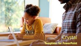  Presentation with lounge - PPT layouts with father-at-home-with-laptop background and a tawny brown colored foreground