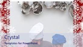  Presentation with christmas baking - PPT layouts consisting of father baking cookies with his children against christmas themed frame background and a lemonade colored foreground