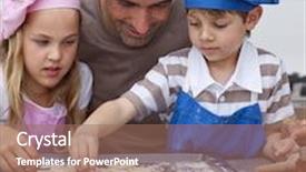  Presentation with baking cookies - Amazing slides having father baking cookies with his son and his daughter in the kitchen backdrop and a coral colored foreground