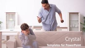  Presentation with father - PPT theme having father-beating-and-punishing background and a coral colored foreground