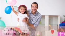  Presentation with father birthday - Cool new presentation design with father celebrating birthday with his daughter backdrop and a coral colored foreground