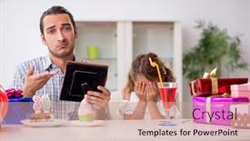  Presentation with father birthday - Beautiful PPT theme featuring father-celebrating-birthday backdrop and a coral colored foreground