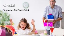  Presentation with father birthday - PPT theme featuring father-celebrating-birthday background and a white colored foreground