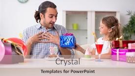  Presentation with father birthday - Cool new PPT theme with father-celebrating-birthday backdrop and a soft green colored foreground