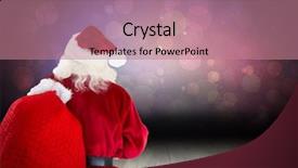  Presentation with shimmering - Amazing PPT layouts having father christmas - santa claus carrying sack backdrop and a coral colored foreground