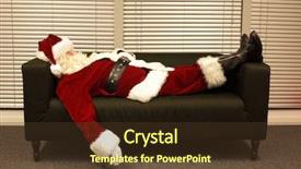  Presentation with sleeping - PPT theme featuring father christmas - santa claus sleeping on sofa background and a tawny brown colored foreground