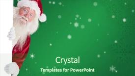  Presentation with santa - PPT layouts having father christmas - santa looks out behind background and a forest green colored foreground