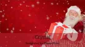  Presentation with golden christmas trumpet and red - Audience pleasing presentation theme consisting of father christmas offering a red backdrop and a  colored foreground