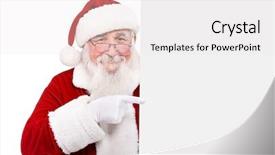  Presentation with white christmas - Slide deck having father christmas pointing at banner background and a white colored foreground