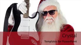  Presentation with white christmas - Colorful PPT theme enhanced with father christmas shows a guitar backdrop and a crimson colored foreground