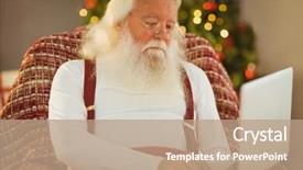  Presentation with living room - Audience pleasing presentation theme consisting of father christmas typing on laptop backdrop and a  colored foreground