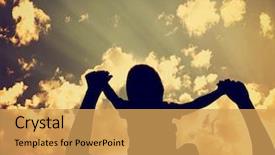  Presentation with vintage retro - Presentation theme having father daughter - silhouette of a parent holding background and a yellow colored foreground