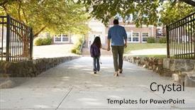  Presentation with daughter - Colorful presentation design enhanced with father dropping off daughter backdrop and a light gray colored foreground