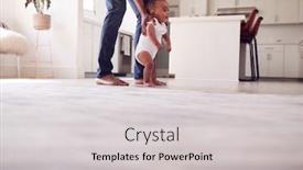  Presentation with baby walk - Beautiful PPT theme featuring father-encouraging-smiling-baby-daughter backdrop and a light gray colored foreground