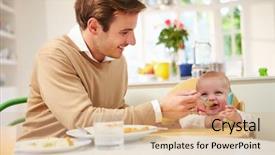  Presentation with baby sitting - Amazing PPT theme having sees the inscription iso backdrop and a  colored foreground.