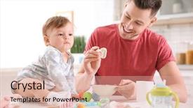  Presentation with silhouette of father and son - Audience pleasing presentation consisting of father feeding his little son backdrop and a coral colored foreground