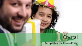  Presentation with father birthday - PPT theme having father giving birthday present background and a shamrock green colored foreground