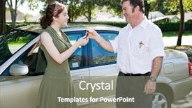  Presentation with teen driving - Beautiful theme featuring father handing the car key backdrop and a gray colored foreground