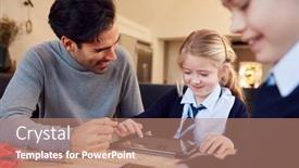  Presentation with school children - Audience pleasing presentation consisting of father-helping-children-using-digital backdrop and a coral colored foreground