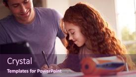  Presentation with using digital tablet - Colorful presentation design enhanced with father-helping-daughter-with-homework backdrop and a wine colored foreground