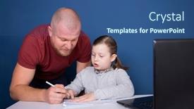  Presentation with normal - Theme with father-helping-her-daughter background and a ocean colored foreground