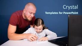  Presentation with lockdown - Amazing presentation theme having father-helping-her-daughter backdrop and a ocean colored foreground