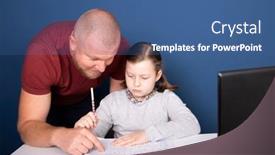  Presentation with normal - Slide deck featuring father-helping-her-daughter background and a ocean colored foreground