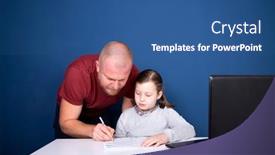  Presentation with normal - Presentation design consisting of father-helping-her-daughter background and a ocean colored foreground