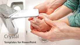  Presentation with father son hands - Colorful presentation theme enhanced with father-helps-his-son backdrop and a lemonade colored foreground