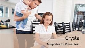  Presentation with dental mother and child - Colorful PPT theme enhanced with father holding child while mother backdrop and a  colored foreground