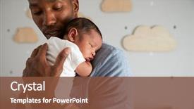  Presentation with newborn baby - Presentation theme featuring father holding newborn baby son background and a tawny brown colored foreground