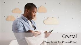  Presentation with newborn baby - Beautiful PPT layouts featuring father holding newborn baby son backdrop and a light gray colored foreground