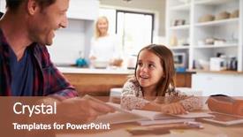  Presentation with home schooling - Cool new slide set with father home schooling his young backdrop and a coral colored foreground