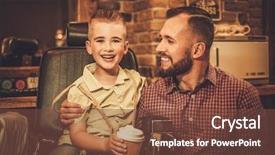  Presentation with barber shop - Slide deck with father in a barber shop background and a tawny brown colored foreground